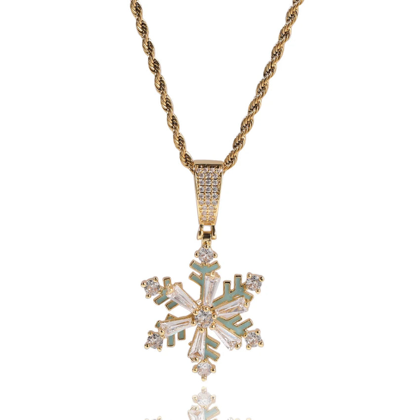 New Rotating Snowflake Pendant Necklace