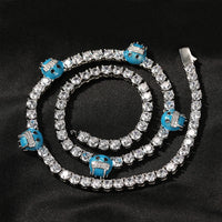 5mm Tennis Necklace With Blue ice Monster (Glow-in-the-dark)