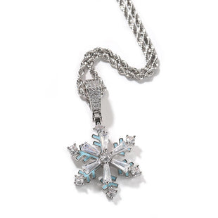 New Rotating Snowflake Pendant Necklace