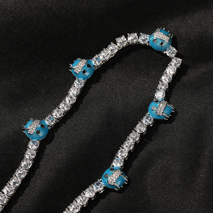 5mm Tennis Chain Necklace With Blue ice Monster (Glow-in-the-dark)