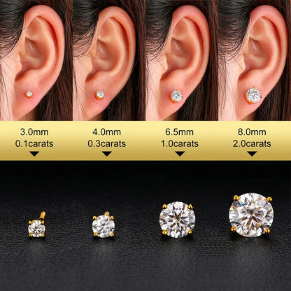 VVS1 Moissanite Classic Round Earrings