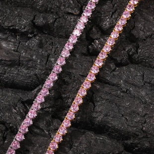 4mm Pink Stone Tennis Necklace