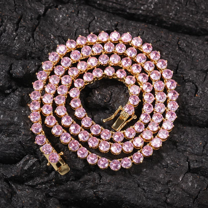 4mm Pink Stone Tennis Necklace