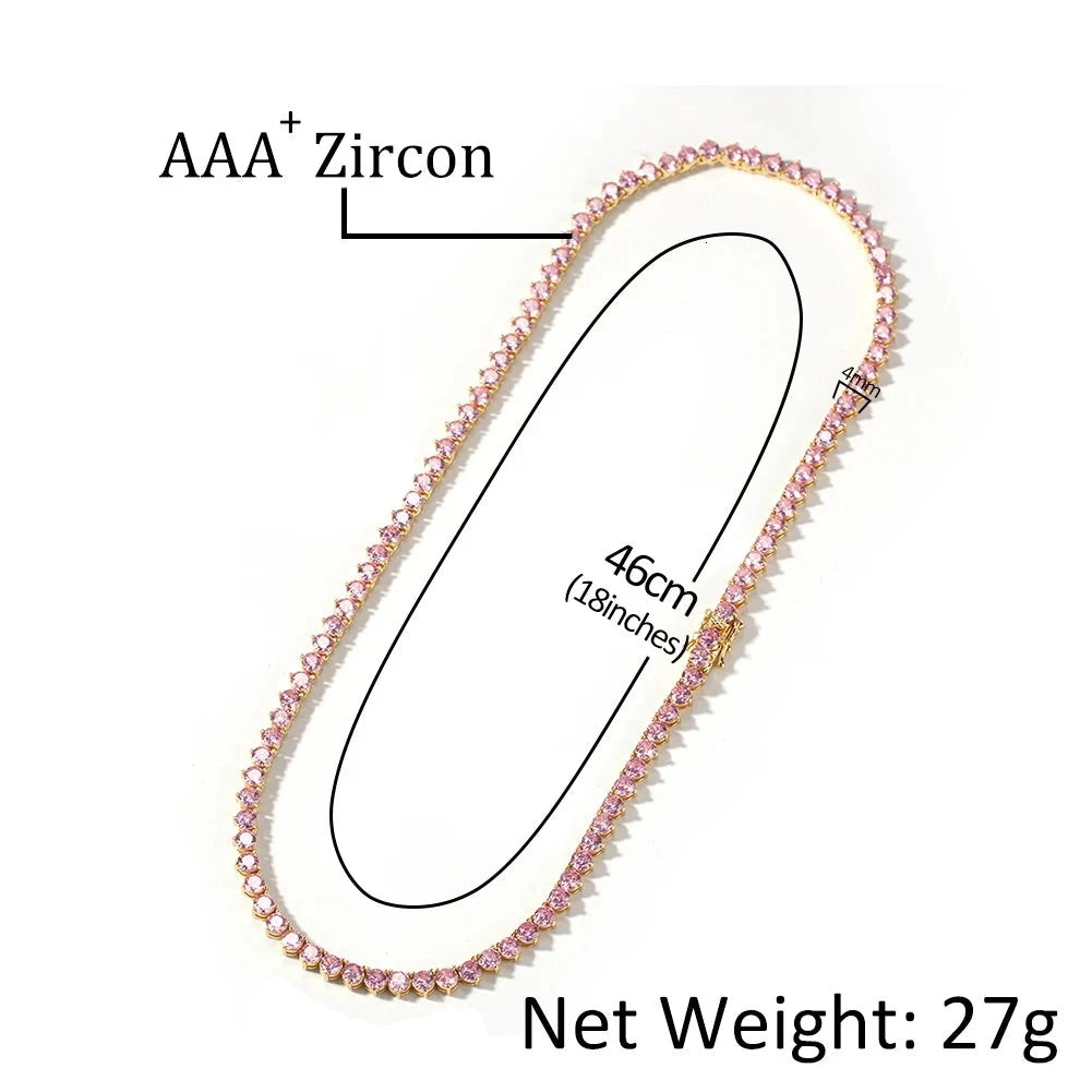 4mm Pink Stone Tennis Necklace