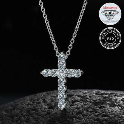 VVS1 Moissanite Cross Pendants Necklace