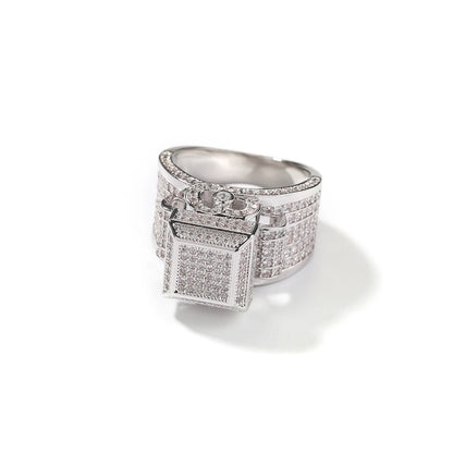 Square Double Layer Charm Ring