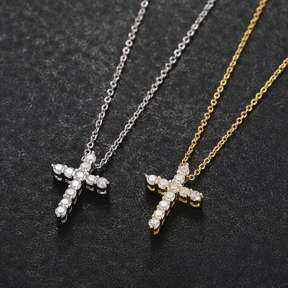 VVS1 Moissanite Cross Pendants Necklace