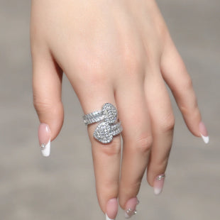 Double Heart Baguette Ring