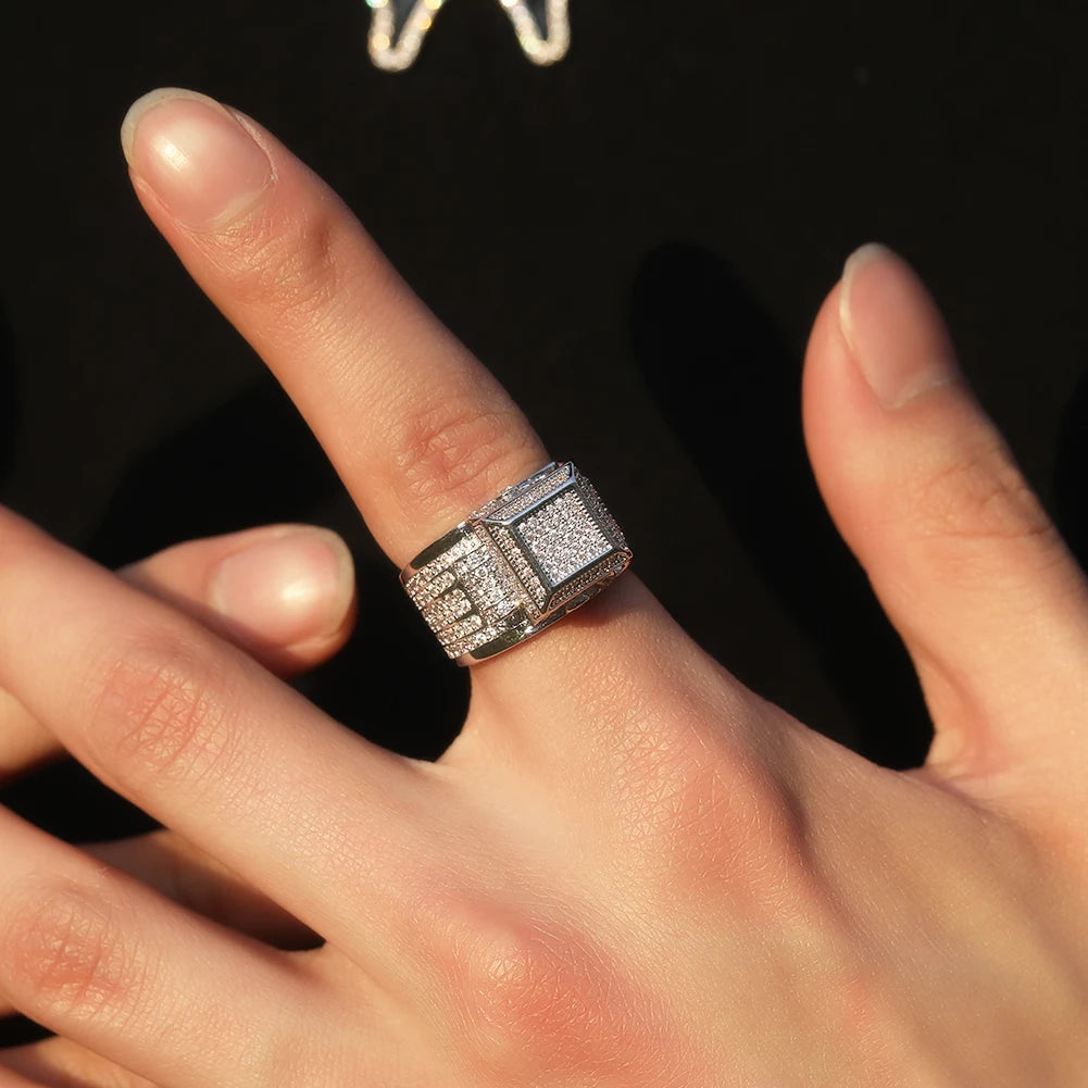 Square Double Layer Charm Ring