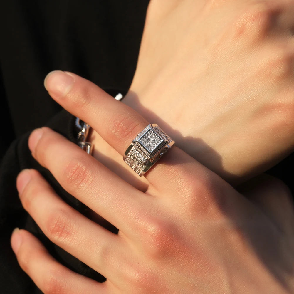 Square Double Layer Charm Ring