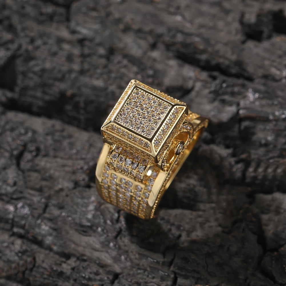 Square Double Layer Charm Ring