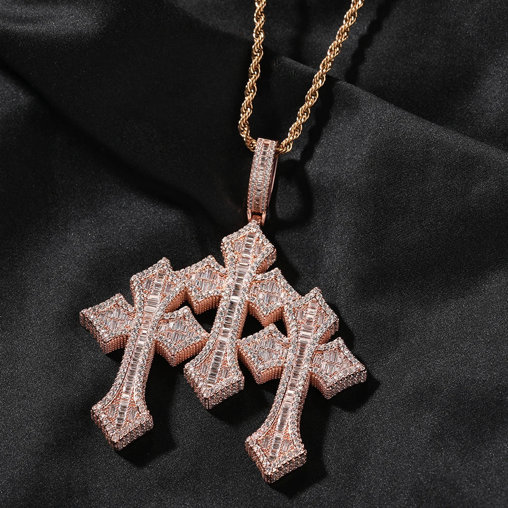 Triple Cross Pendant Necklace