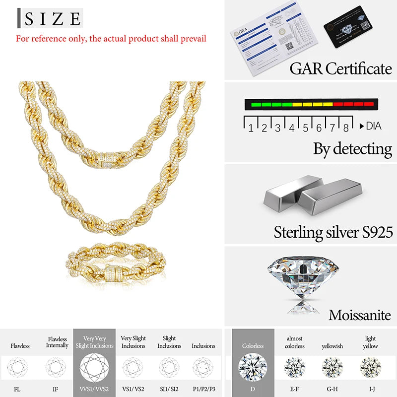 VVS1 Moissanite Rope Chains