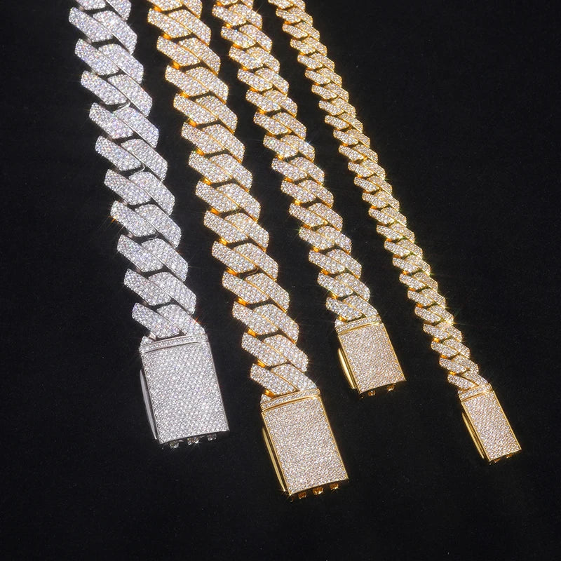 VVS1 Moissanite 18k Gold Cuban Chains & Bracelets