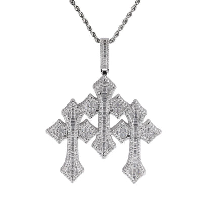 Triple Cross Pendant Necklace