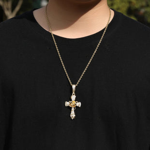 Rose Flower Cross Pendant