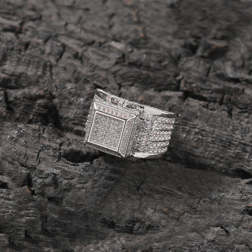 Square Double Layer Charm Ring