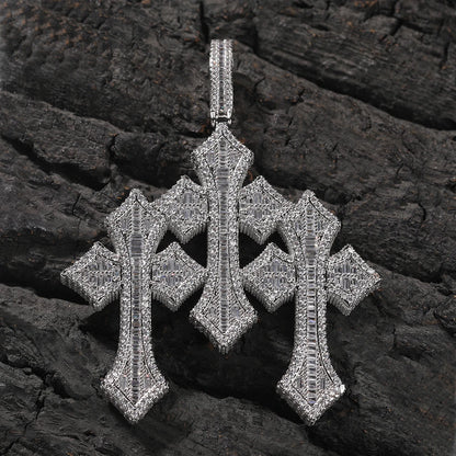 Triple Cross Pendant Necklace