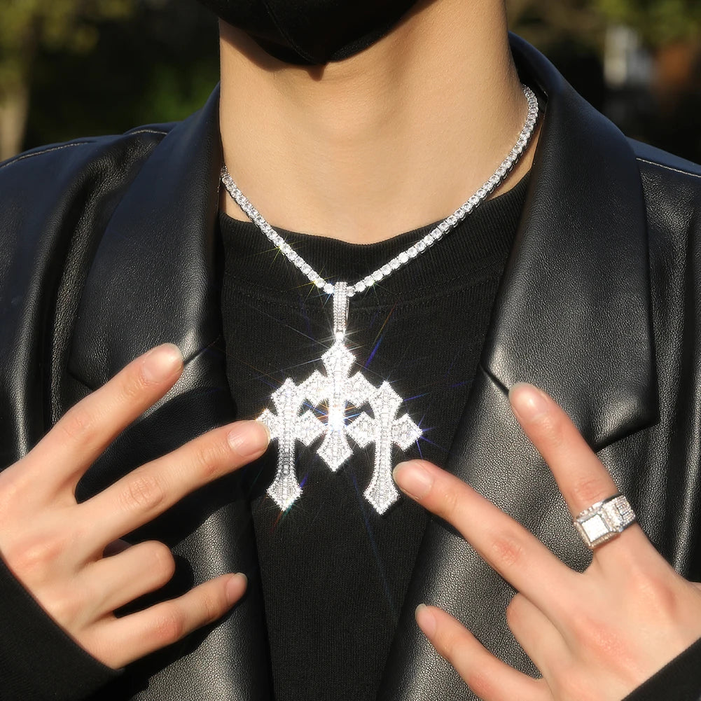 Triple Cross Pendant Necklace