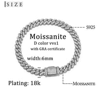 VVS1 Moissanite 6mm-8mm Miami Cuban Chain/Bracelet