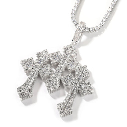 Triple Cross Pendant Necklace