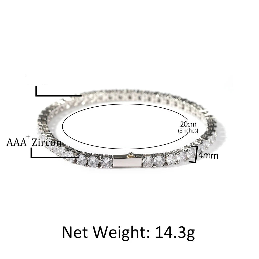 Pulsera de tenis de 3 mm/4 mm con cierre de anillo de resorte