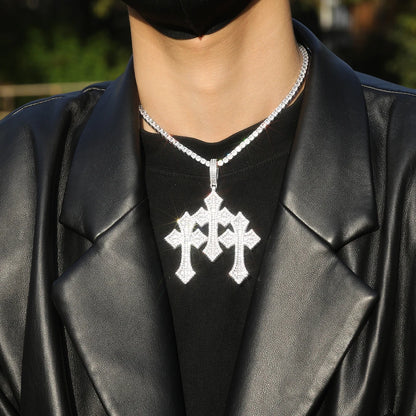 Triple Cross Pendant Necklace