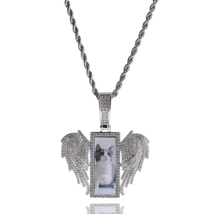 [Custom] Rectangle Angle Wing Photo Pendant