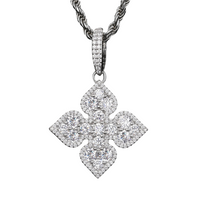 VVS1 Moissanite Heart Flower Pendant Necklace